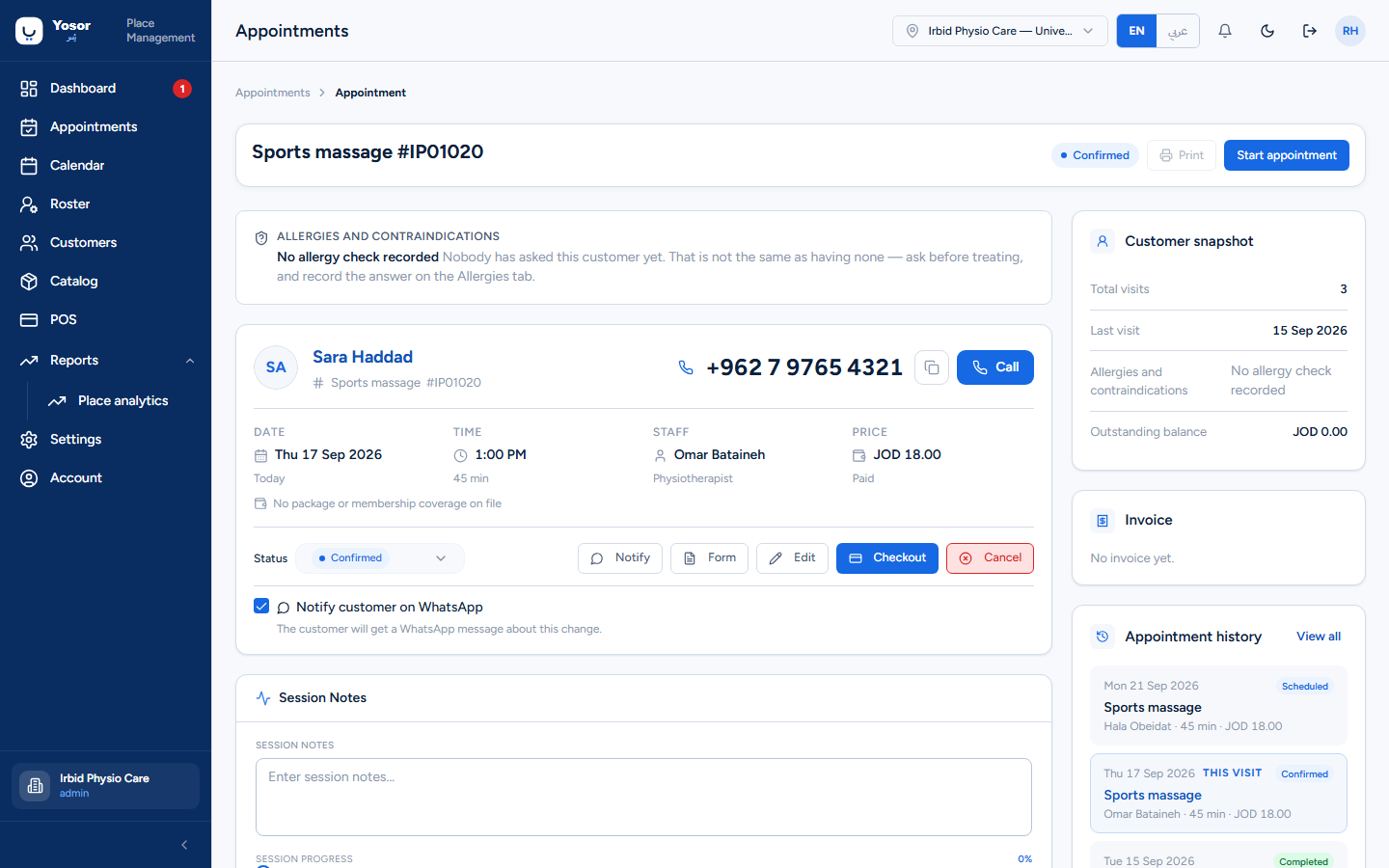 Appointment page