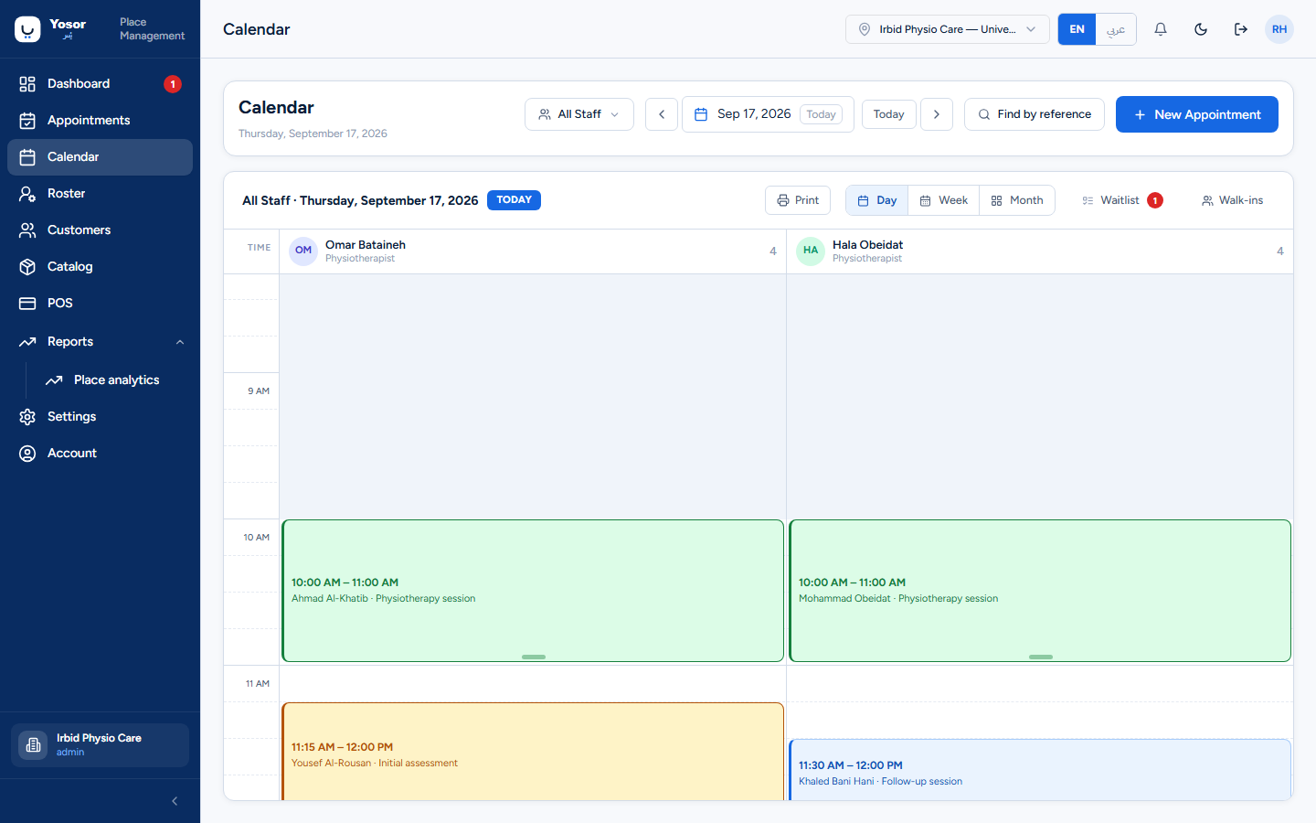 Calendar, day view