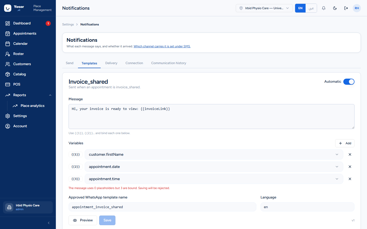 Notifications — Templates