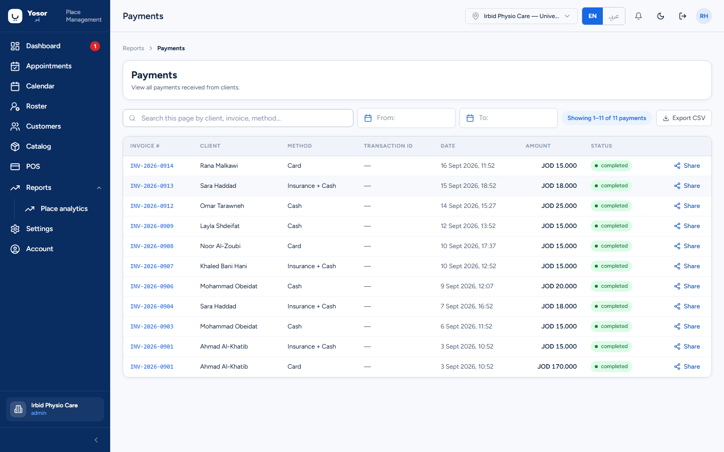 Payments ledger