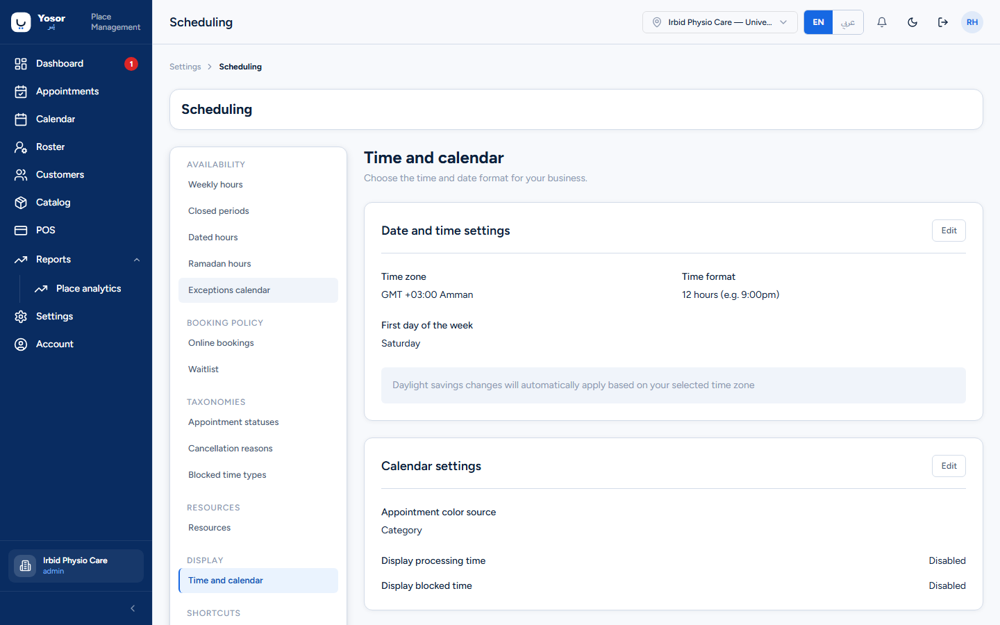 Scheduling — Time and calendar