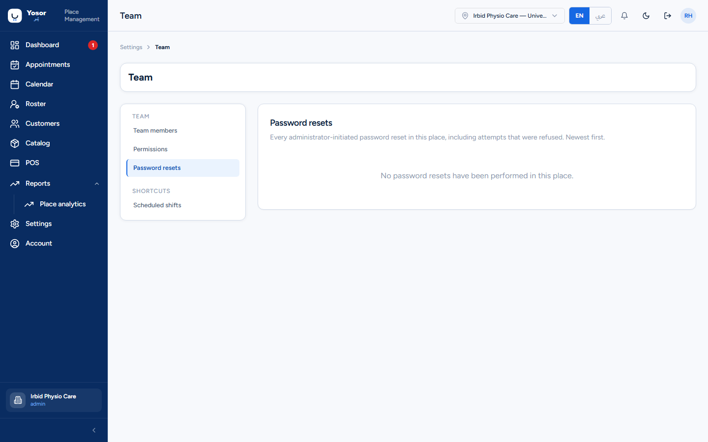 Password resets